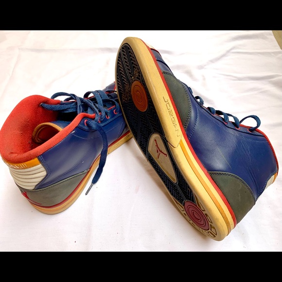 Air Jordan Nike High Top Shoe Blue White Orange Multicolor  - Size 10 - Picture 4 of 7
